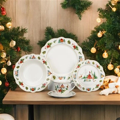 Custom Porcelain Dinner Plate Set Christmas Ceramic Tableware Dinnerware