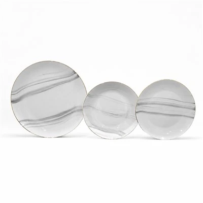 Elegant Marble Pattern Ceramic Plates With Delicate Gold Trim, Crafted From High-quality Porcelain. Suitable For Daily Meals, Dinner Parties And Home Decor, Microwave & Dishwasher Safe.
