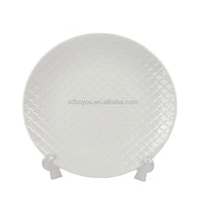 Embossed Scale White Ceramic Dinnerware Set