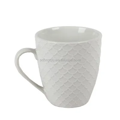 Embossed Scale White Ceramic Dinnerware Set