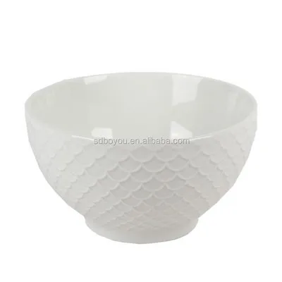 Embossed Scale White Ceramic Dinnerware Set