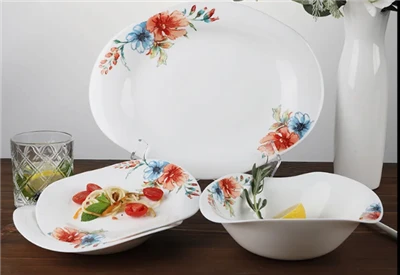 Watercolor Floral Opal Glassware Dinner Set