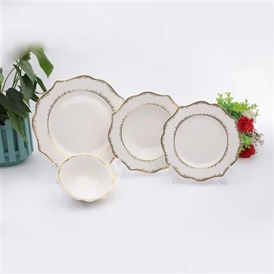 Gold Dinnerware Sets Irregular Luxury Porcelain