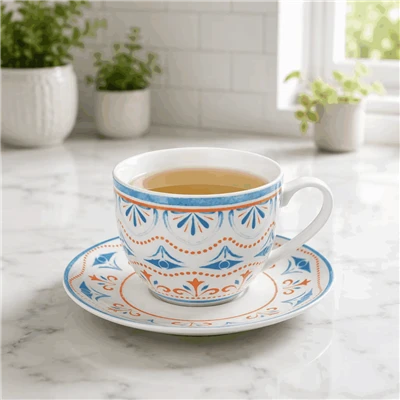 Mediterranean Bohemian Red & Blue Print Ceramic Dinner Set