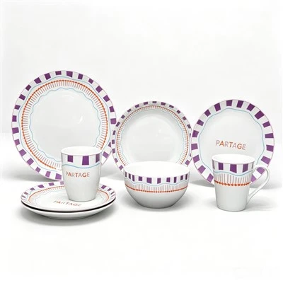 Decal‑Printed Porcelain Dinnerware Collection, 4 Assorted Colorful Pattern Ceramic Plates Bowls Mugs Tableware For Wholesale