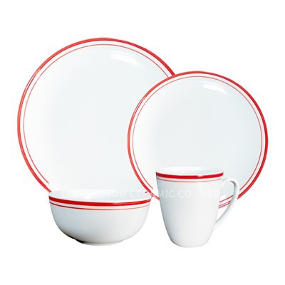 Red Line White Ceramic Set