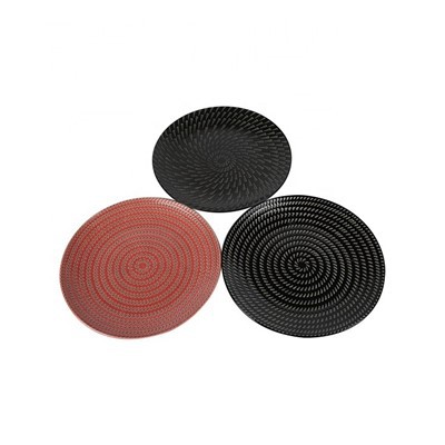 Spiral Embossed Black & Red Ceramic Plates