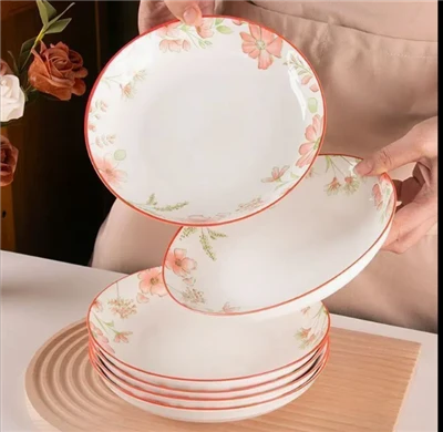 Vintage Floral Elegant Pink Flower Porcelain Ceramic Plates