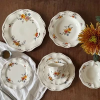 Vintage Floral Pad Printing Ceramic Dinnerware Set