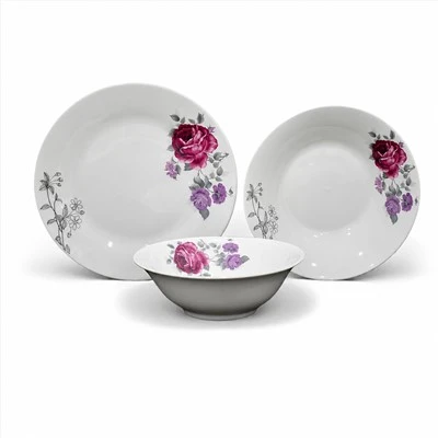 Vintage Floral Porcelain Dinnerware Set, Rose Flower Ceramic Plates & Bowl Set