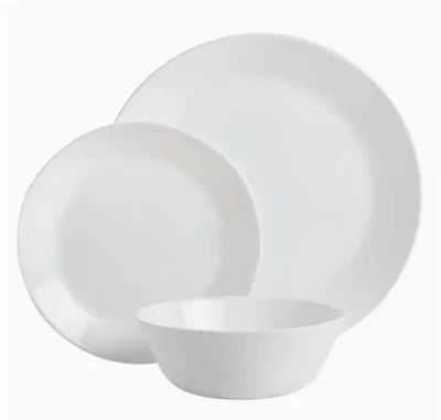 White Tempered Opal Glassware Plate