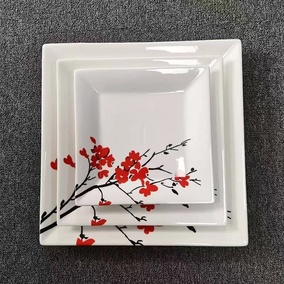 Square Plate With Beautiful Decal Flower suppliers