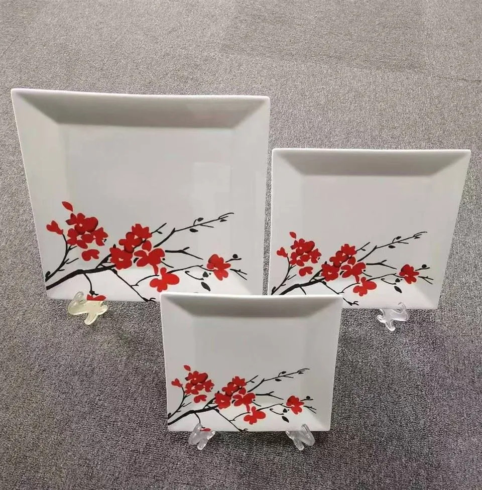 Square Plate With Beautiful Decal Flower best