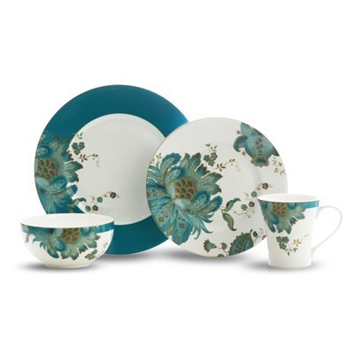 Turquoise Floral Ceramic Dinnerware Set factory