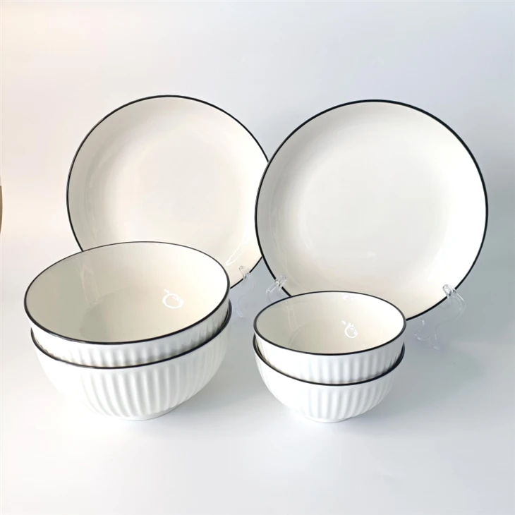 Vertical Ribbed Embossed Ceramic Dinnerware Set