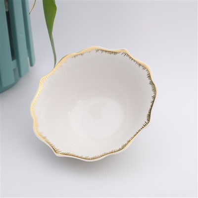 Vintage Gold Brushstroke Scalloped Ceramic Dinnerware Set high quality