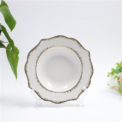 Vintage Gold Brushstroke Scalloped Ceramic Dinnerware Set best