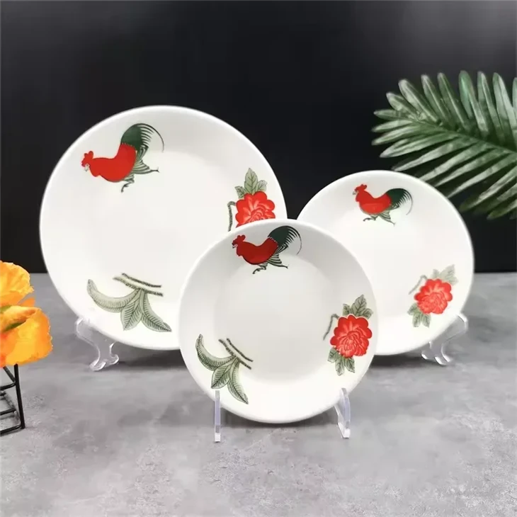 Vintage Rooster Pattern Pad Printing Ceramic Dinnerware Set high quality