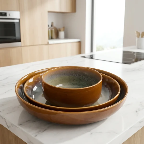Warm Amber Reactive Color Glaze Stoneware Dinnerware Set best